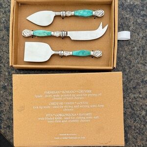 Turquoise Handled Cheese Knife Set
